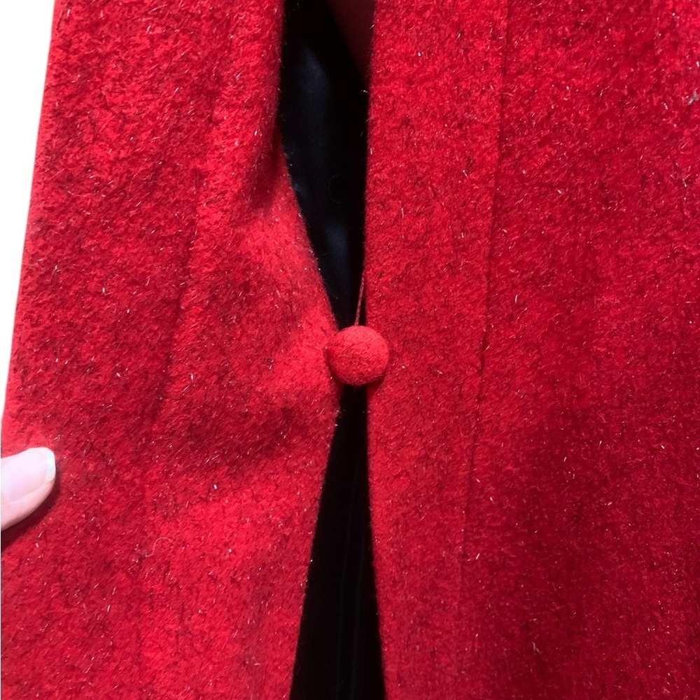 Vntg 50’s Volup Lilli Ann Red wool Coat with Black Fur Trim size XL - Picture 3 of 11
